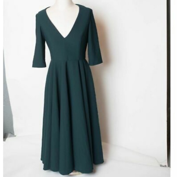 BHLDN Valdis Dress in Dark Emerald, w/ pockets - Picture 5 of 9